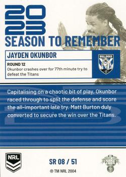 2024 NRL Traders Titanium - 2023 Season To Remember #SR08 Jayden Okunbor Back